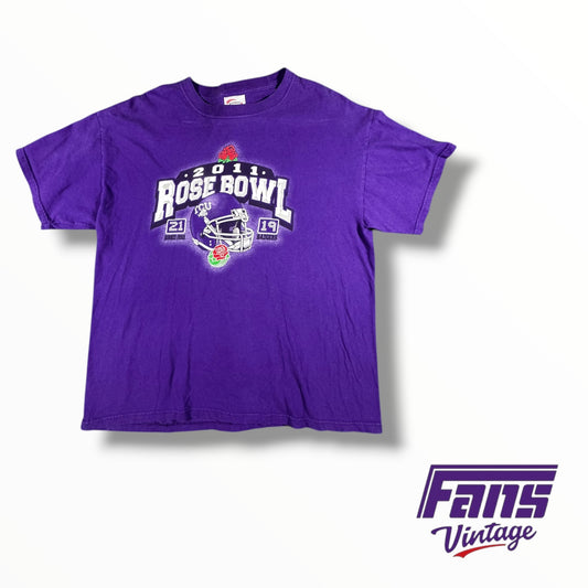 Rare! TCU Rose Bowl Helmet and Scoreboard  Tee