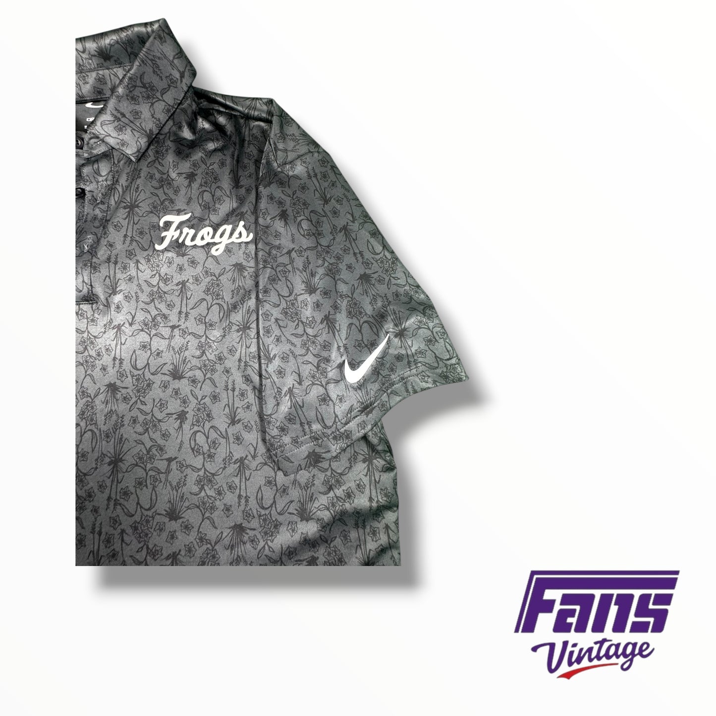 TCU Baseball Nike Team Custom Limited Edition Floral Print ‘Frogs’ Script Logo Polo