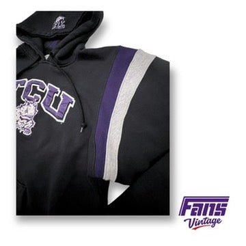 RARE - Vintage TCU Hoodie with insane double sided giant patch logos!