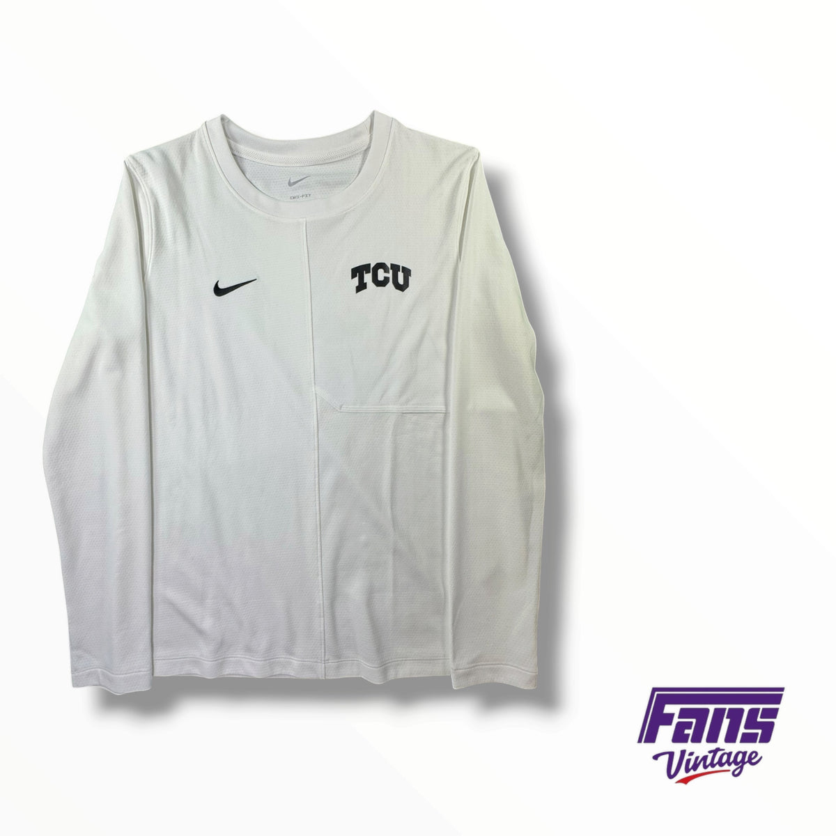 TCU Team Issued Nike Whiteout Block Chest Design Premium Dri-Fit Long Sleeve Shirt