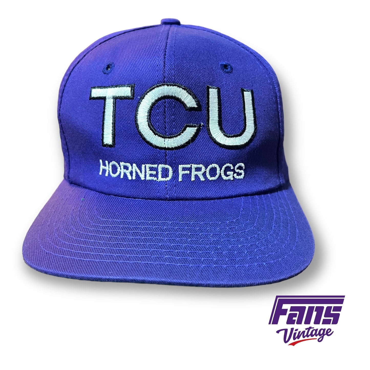 Vintage 90s TCU Horned Frogs Rare Embroidered Snap Back Hat