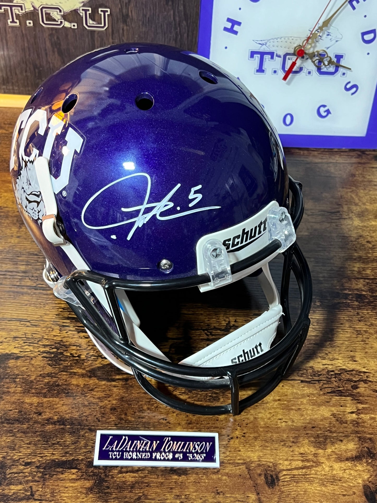 Autographed TCU LaDainian Tomlinson Full Size Football Helmet with COA