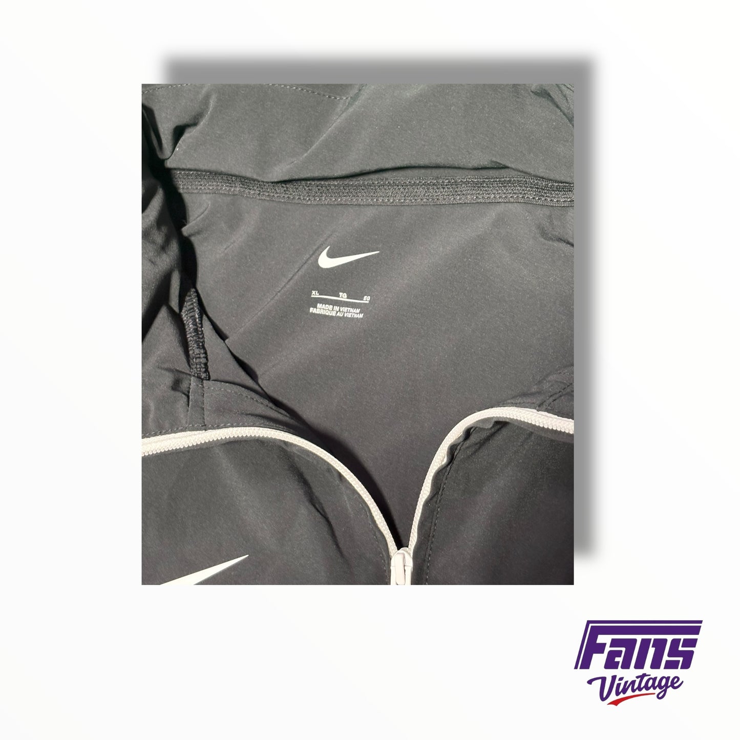 TCU Nike Team Issued Nike Football Blackout Sideline Pullover with Hide Away Hood - Quarter Zip