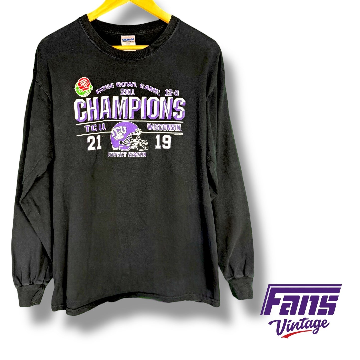 TCU Rose Bowl Champions 2011 Long Sleeve Shirt - Rare Print! Double Sided Undefeated Season Commemorative