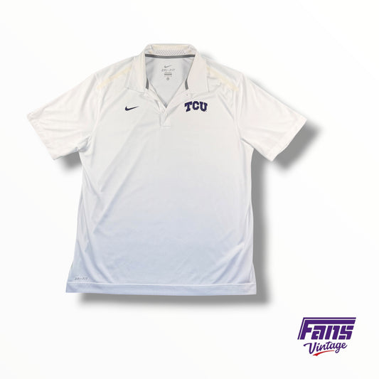 TCU Team Issued Nike Premium Sideline Dri-Fit Whiteout Polo