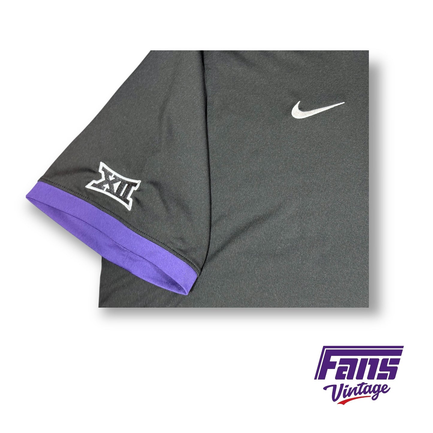 TCU Team Issue Nike Dri-Fit Polo - Blackout Colorway with Purple Accents