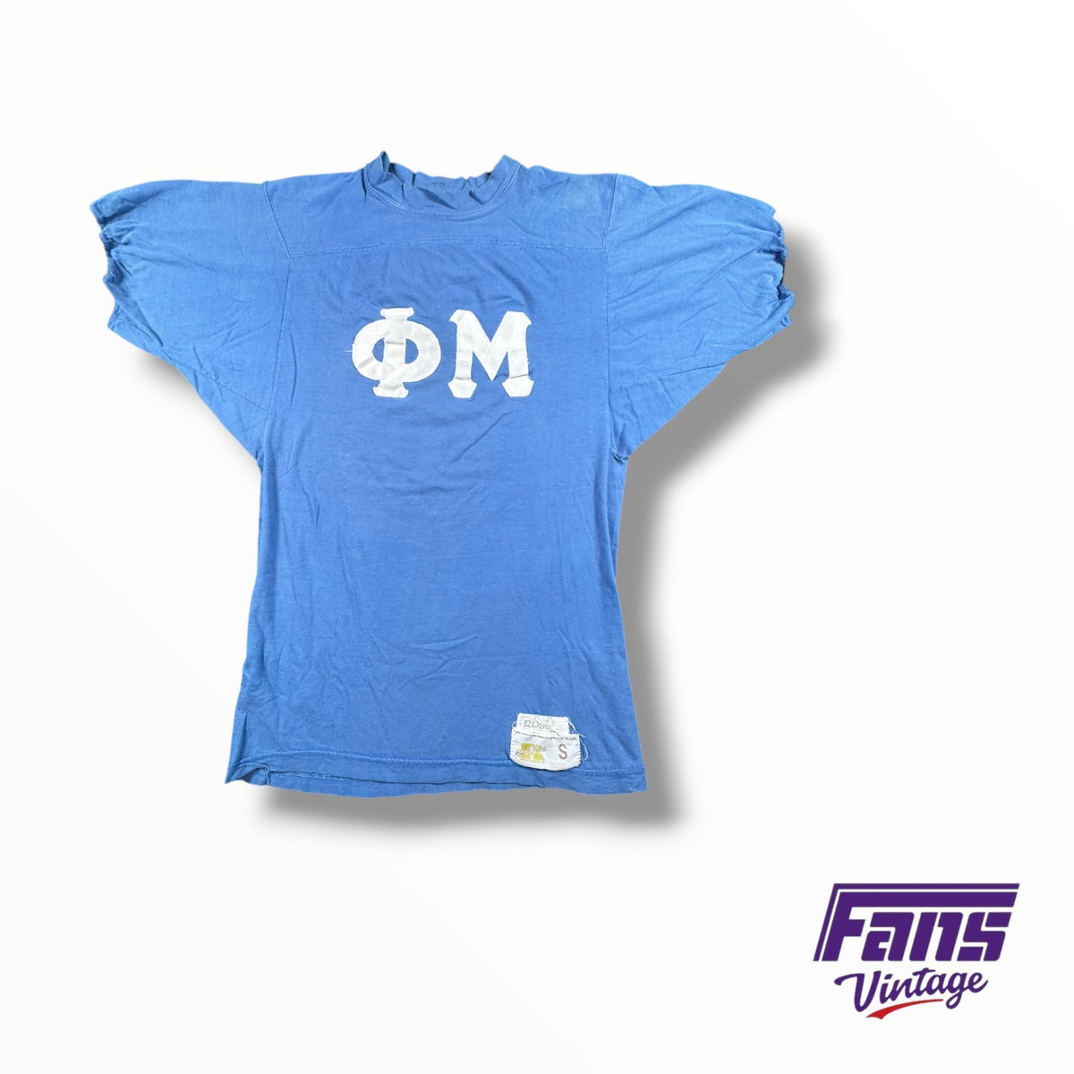 Vintage 70s Sorority Phi Mu Jersey Style Stitched Letters Tee