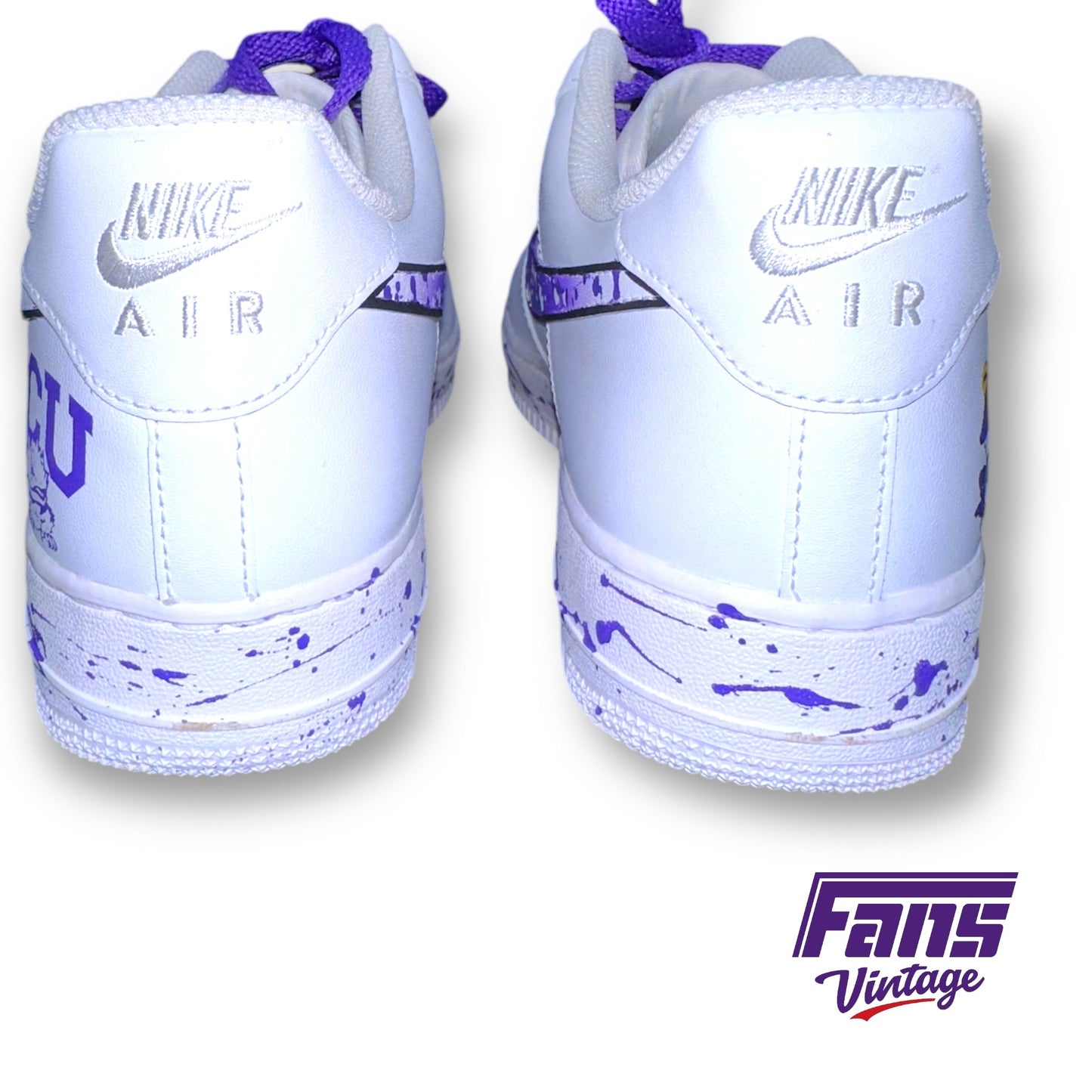 Ultra Rare! TCU Baseball Player Issued Custom White Air Force Ones with Hypnotoad Logo