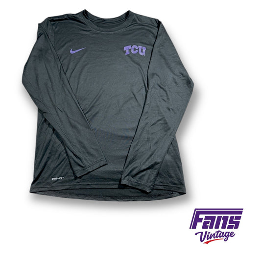 TCU Team Issue Nike Training Long Sleeve - Black w/ Purple Logos