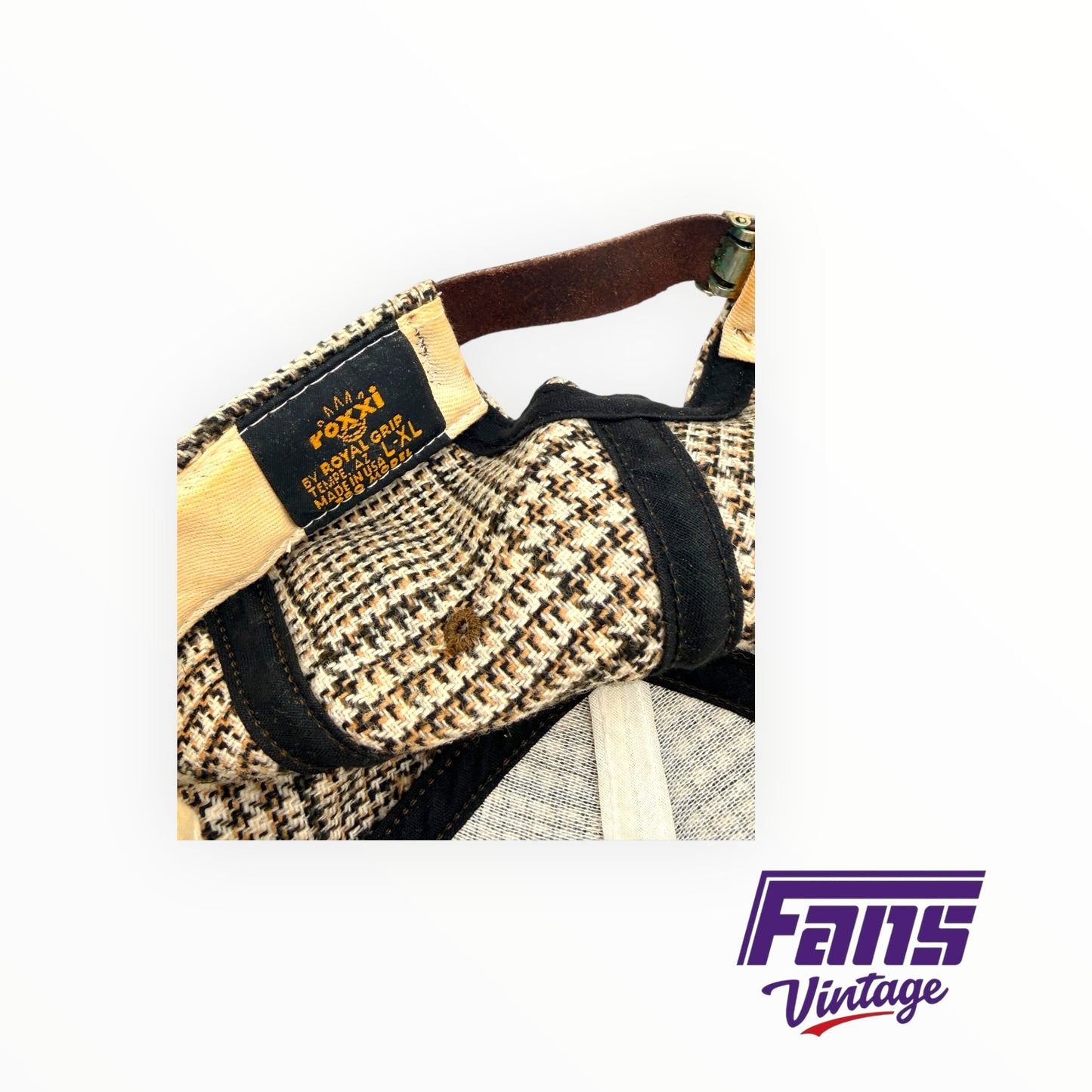 RARE! 90’s TCU tweed style Olde English logo strap back hat