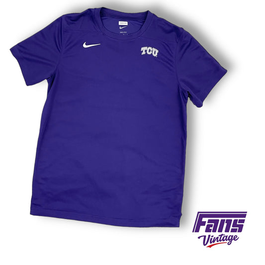 TCU Football Team Issue Premium Nike Training Shirt - Woven Purple Drifit “Move to Zero”