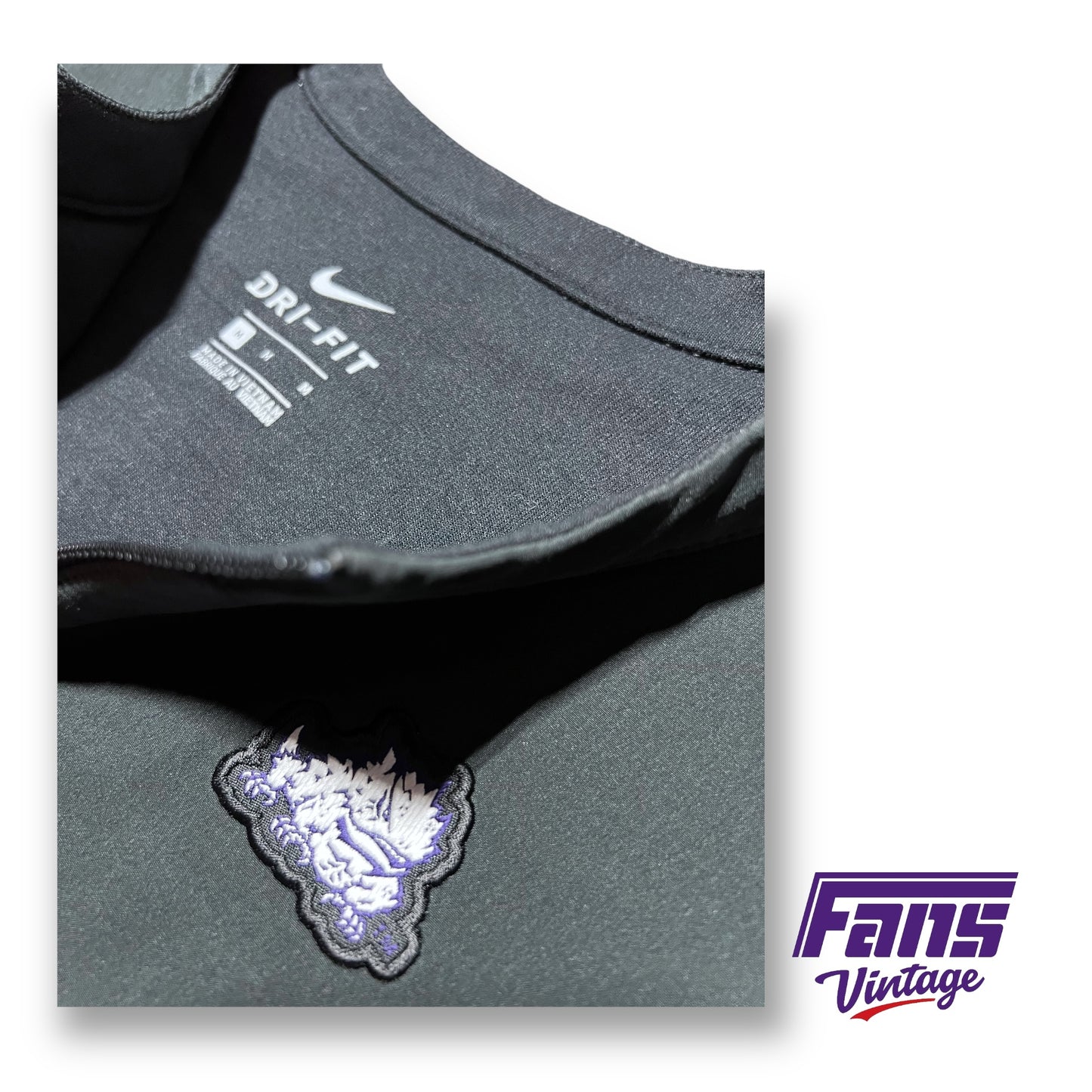 TCU Team Issue Blackout Nike “On Field” Sideline Collarless Quarter Zip Pullover