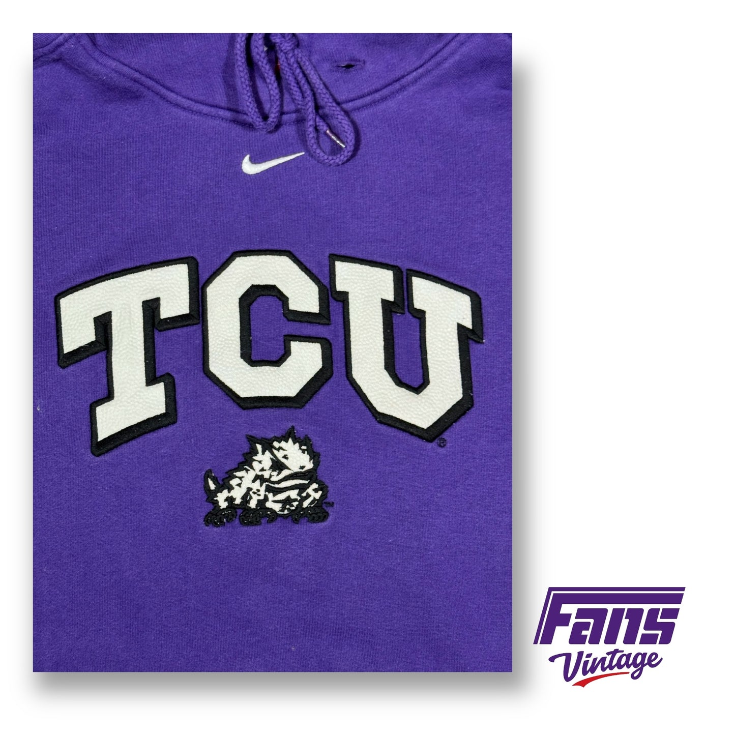 Unique TCU Basketball Team / Player Issued Y2K Vintage Nike Center Swoosh Hoodie