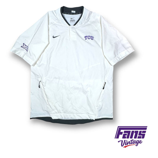 TCU Baseball Team Issue Nike Short Sleeve Pullover - Whiteout Dugout Jacket