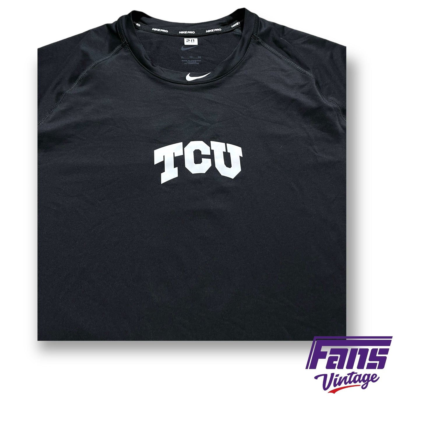 TCU Baseball Team Issued - Player Worn Nike Pro Center Swoosh Training Shirt