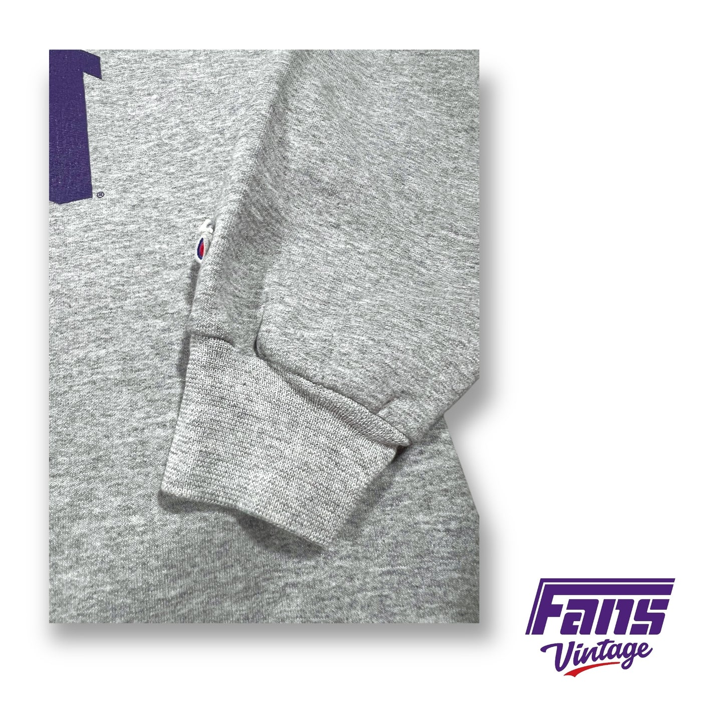 90s Vintage TCU Crewneck Sweater - Heather Gray Champion Sweatshirt with gorgeous comfortable vintage feel