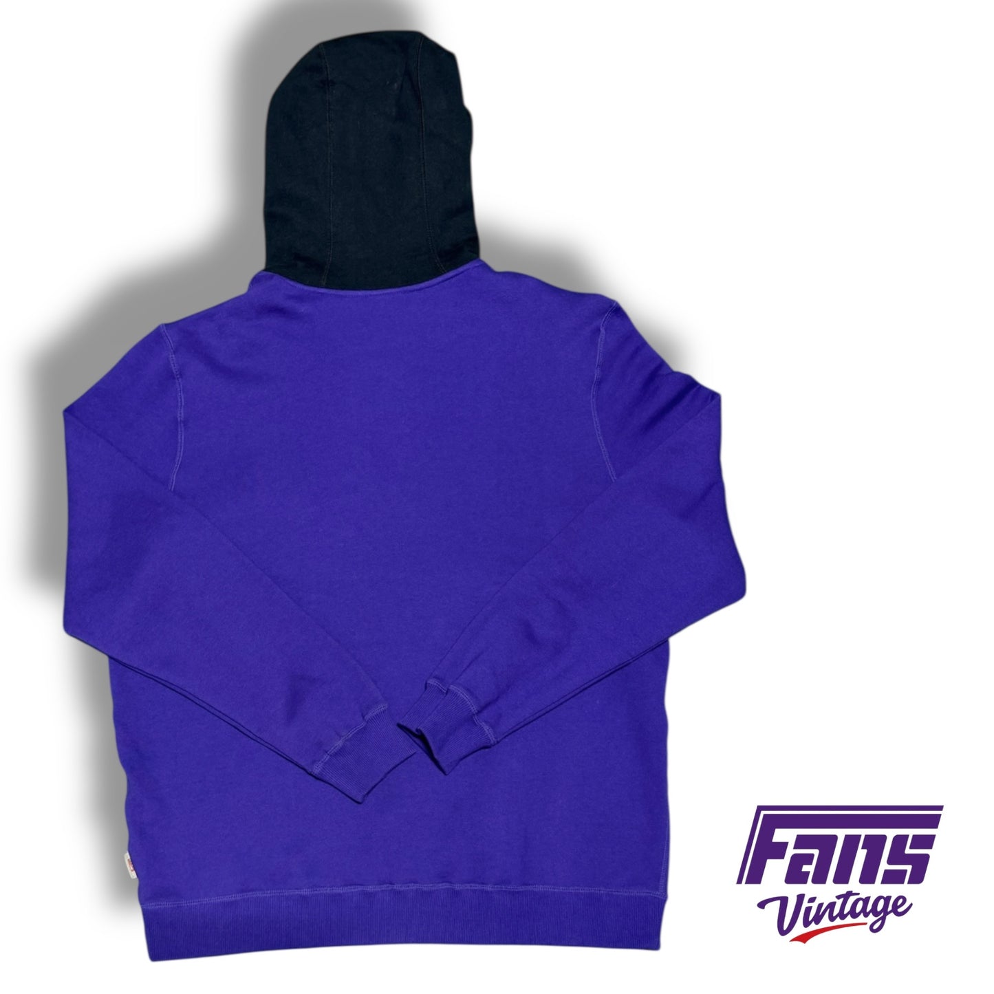 Sick Y2K Vintage Nike Team Issue Hoodie with Frogskin Stripe and Raised Chenille Stitch TCU Patch Logo