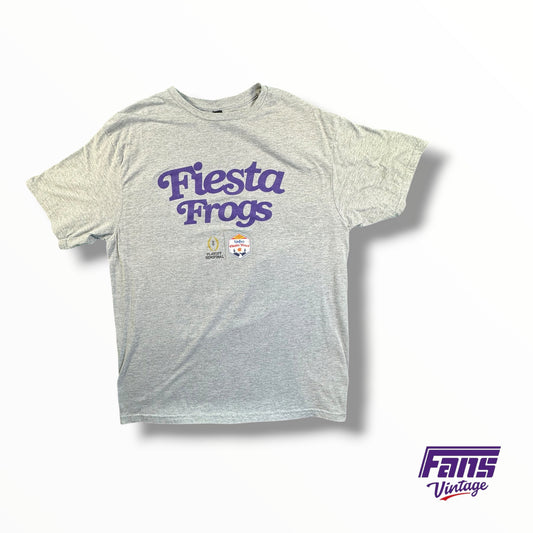TCU Football Player Custom ‘Fiesta Frogs’ Team Issued Football CFP Gray Cotton Tee