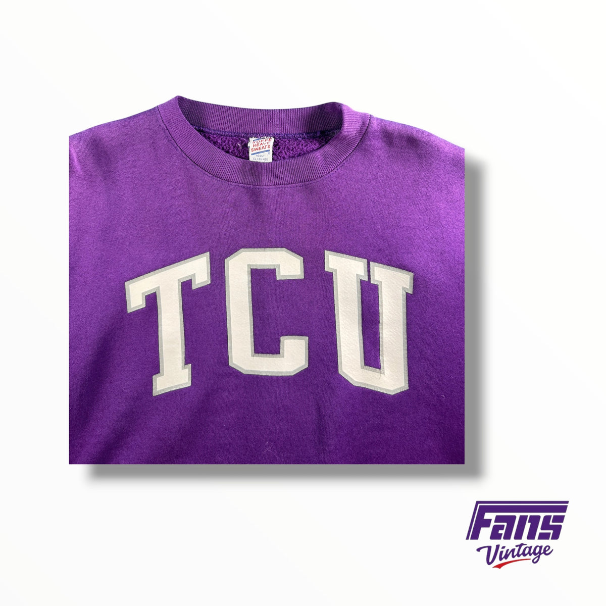 Vintage 90s TCU Crewneck Sweater with Arched TCU Logo Soffe Sweats Brand