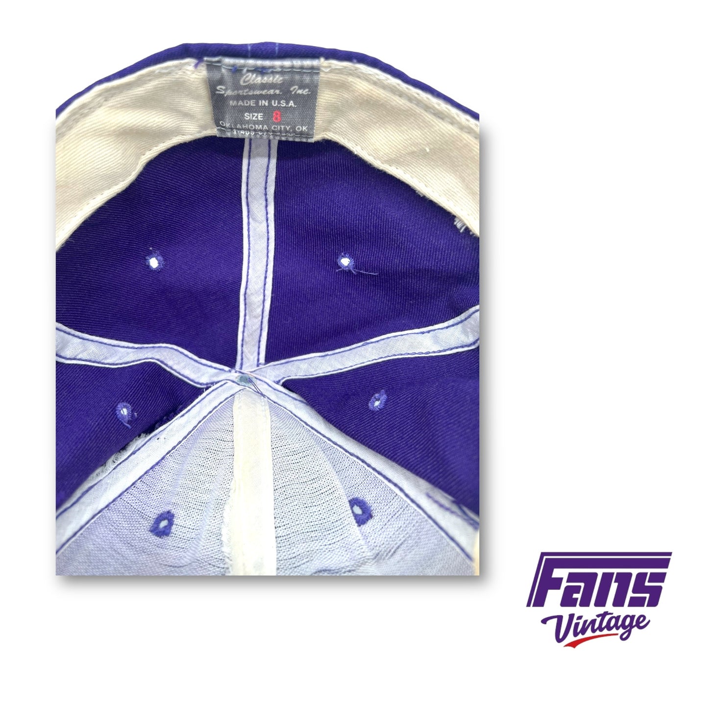 TCU Vintage Baseball Team Fitted Game Worn Hat - Distressed Look With Throwback 80s Logo