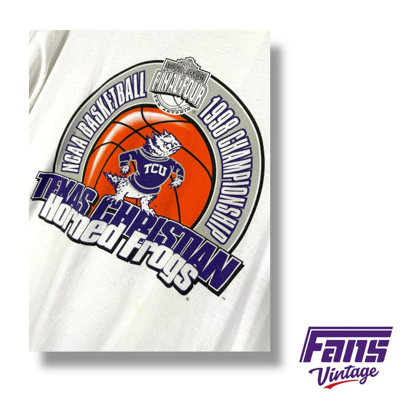 90s Vintage TCU Basketball 1998 March Madness NCAA Championship T-Shirt *GRAIL FIND*