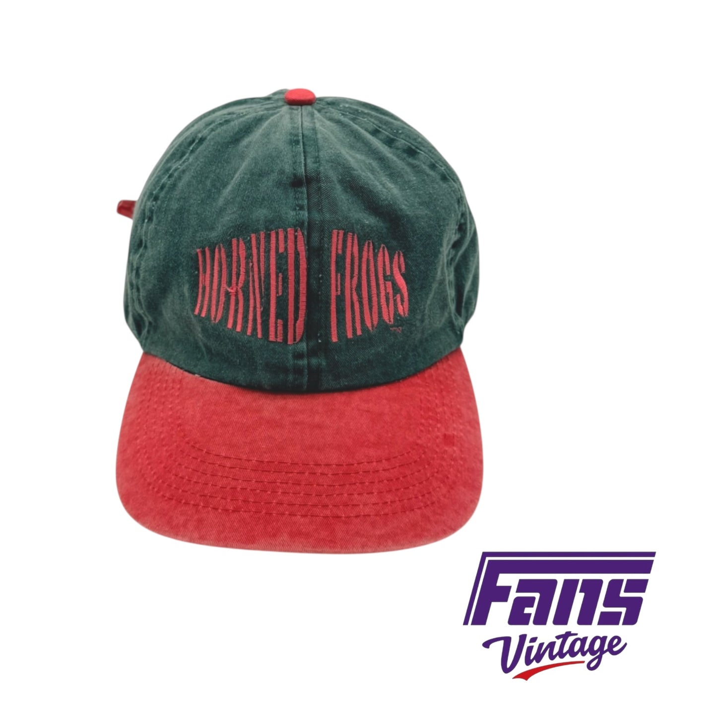 RARE! 90s Vintage TCU Horned Frogs Unique Denim Look Hat