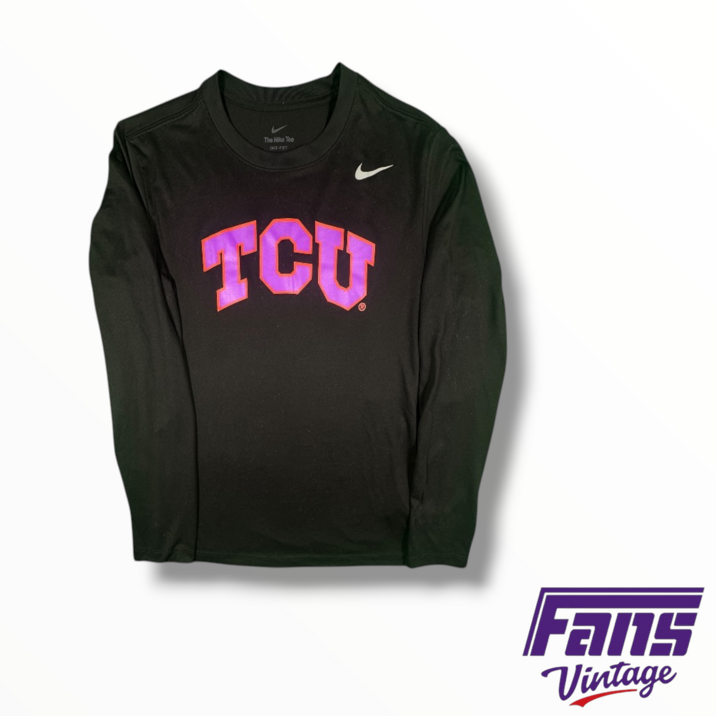 TCU Nike Team Issued Black Long Sleeve ‘Spit Blood’ Arched Logo