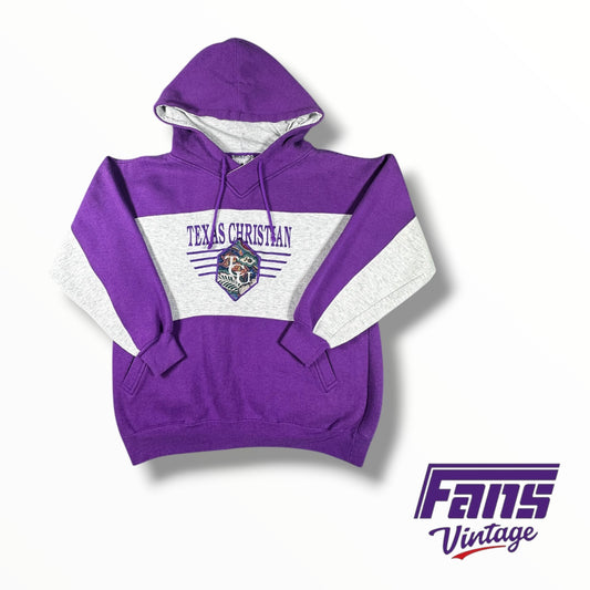 Vintage 90s TCU Purple and Gray Embroidered Hoodie