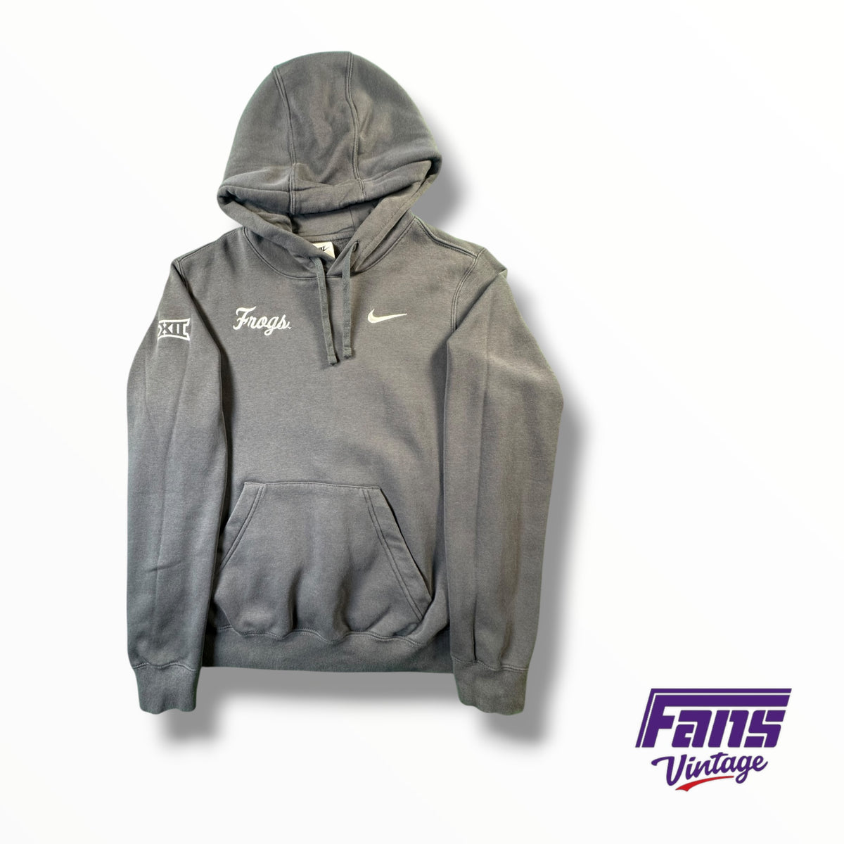TCU Team Issued Nike Gray Embroidered Frogs Script Hoodie