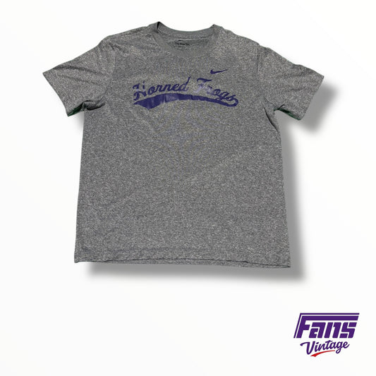 TCU Nike Horned Frogs Team Issued Baseball Retro Script Drifit T-Shirt