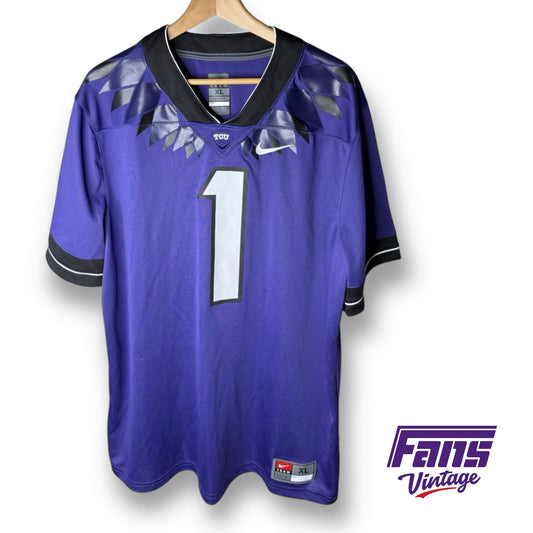 RARE Original 2018 Premium Stitched TCU Football Nike 'Spit Blood' Spike Collar football jersey - insane details!