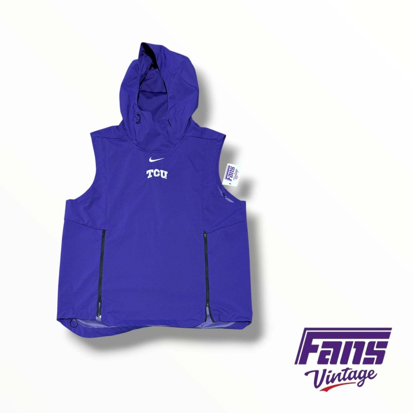TCU Nike Team Issued Sideline Sleeveless Hooded Pullover
