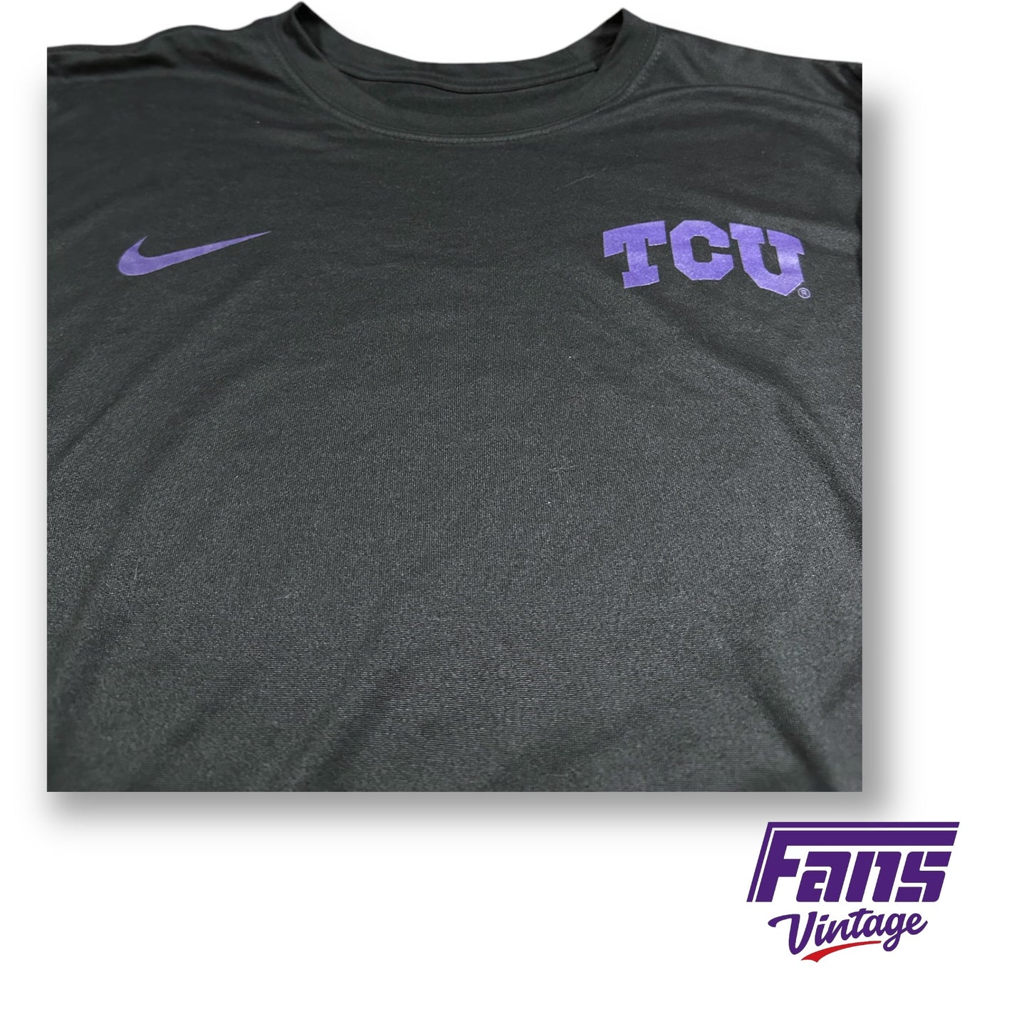 TCU Team Issue Nike Training Long Sleeve - Black w/ Purple Logos