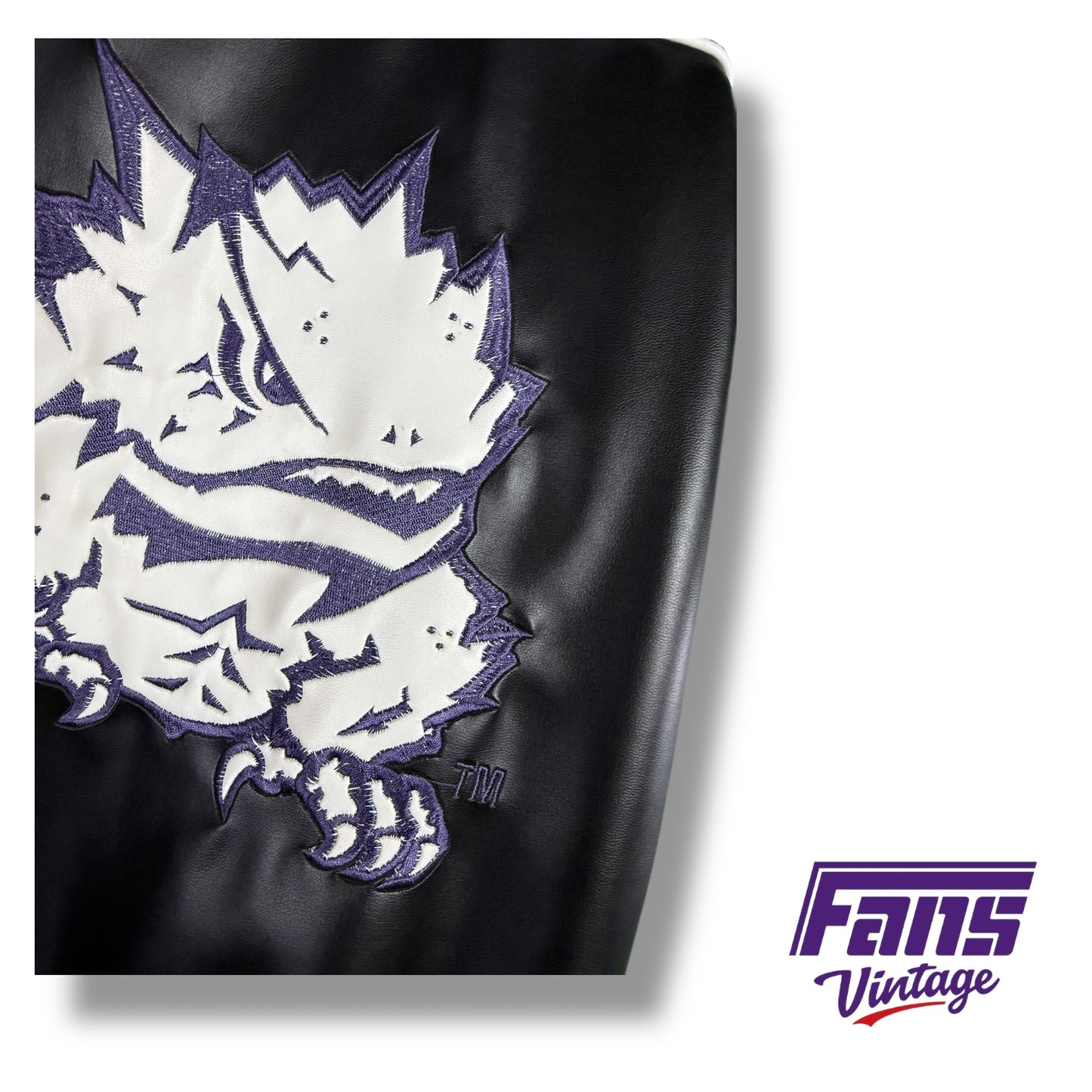 TCU Vintage Deluxe Bomber Jacket - Vegan Leather with Embroidered Logos!