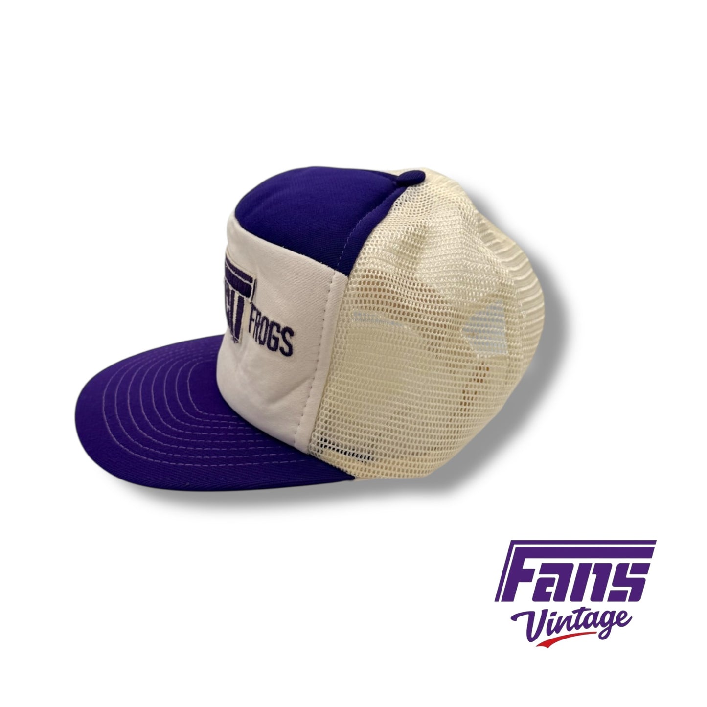 RARE! 1970s Vintage TCU Horned Frogs Flying T Logo SnapBack Trucker Hat