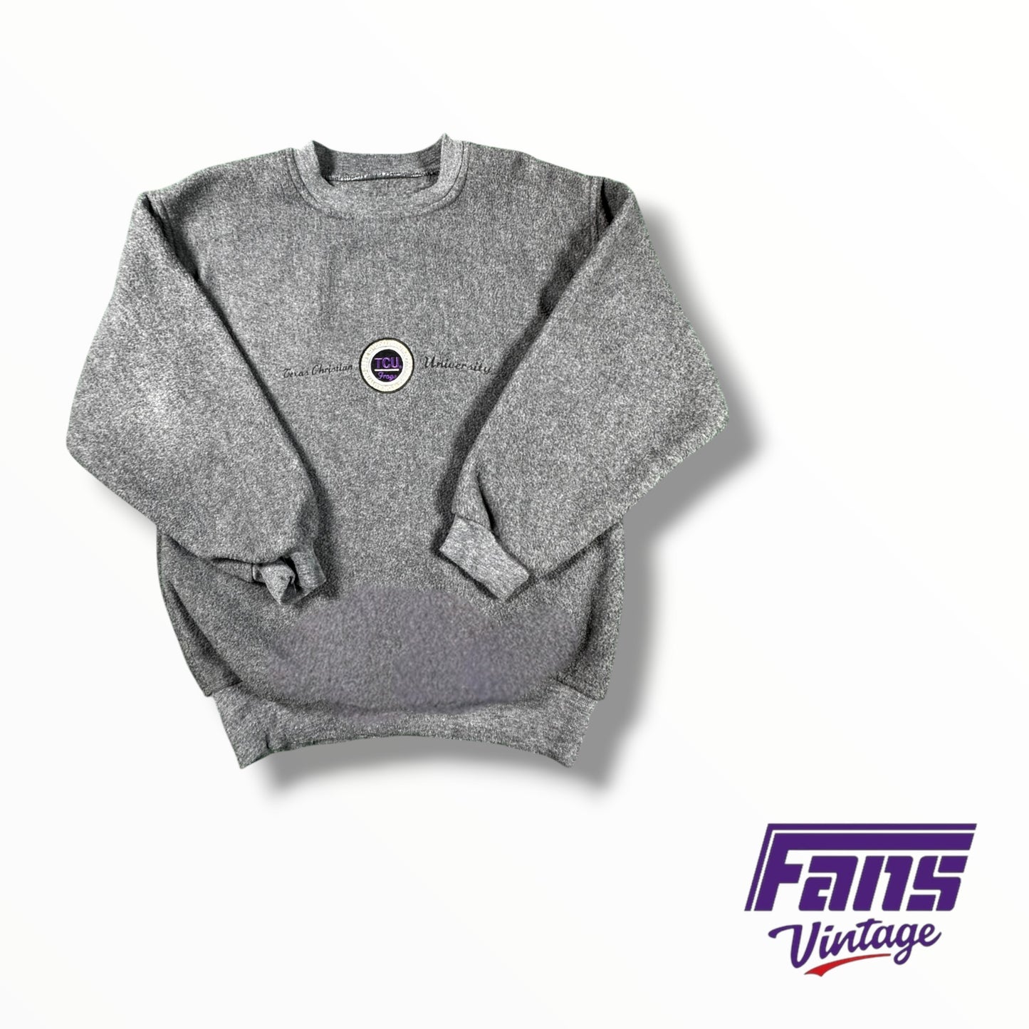 Y2K TCU Vintage Style Fuzzy Gray Crewneck