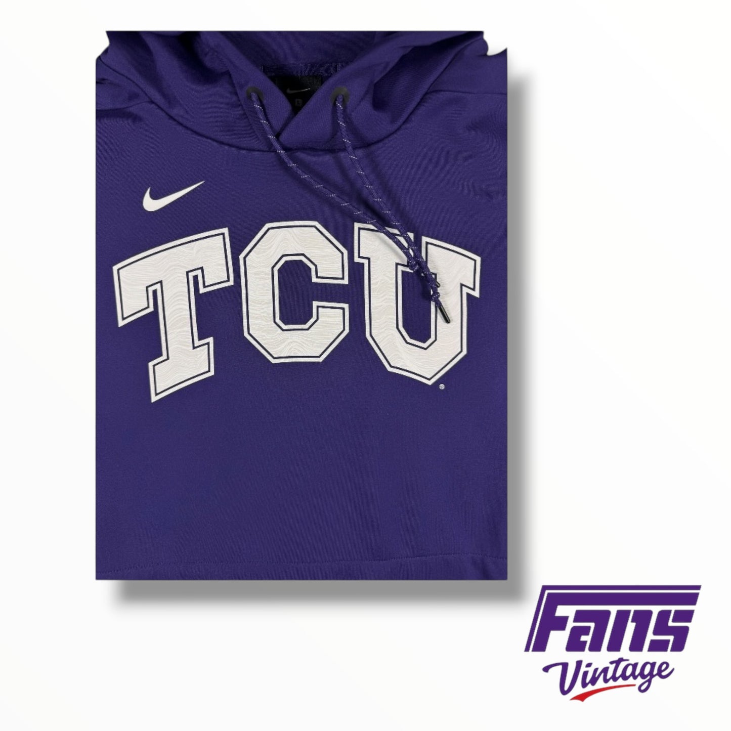 TCU Nike Football Team Issued Purple Heavyweight Style Hoodie with Side Zippers