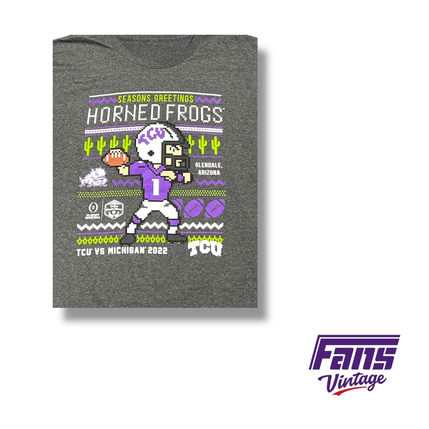 TCU Football Fiesta Bowl Retro 8 Bit Video Game Style Christmas Tee