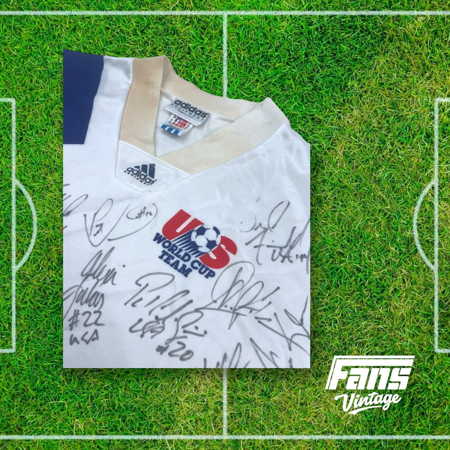 RARE! 1994 World Cup US Soccer USMNT Team Autographed Adidas Player Worn Jersey Kit