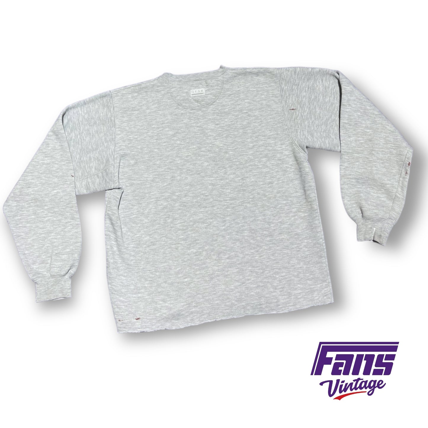 RARE! 90s Vintage TCU School Seal Crewneck Sweater with custom crop and awesome distressed look!