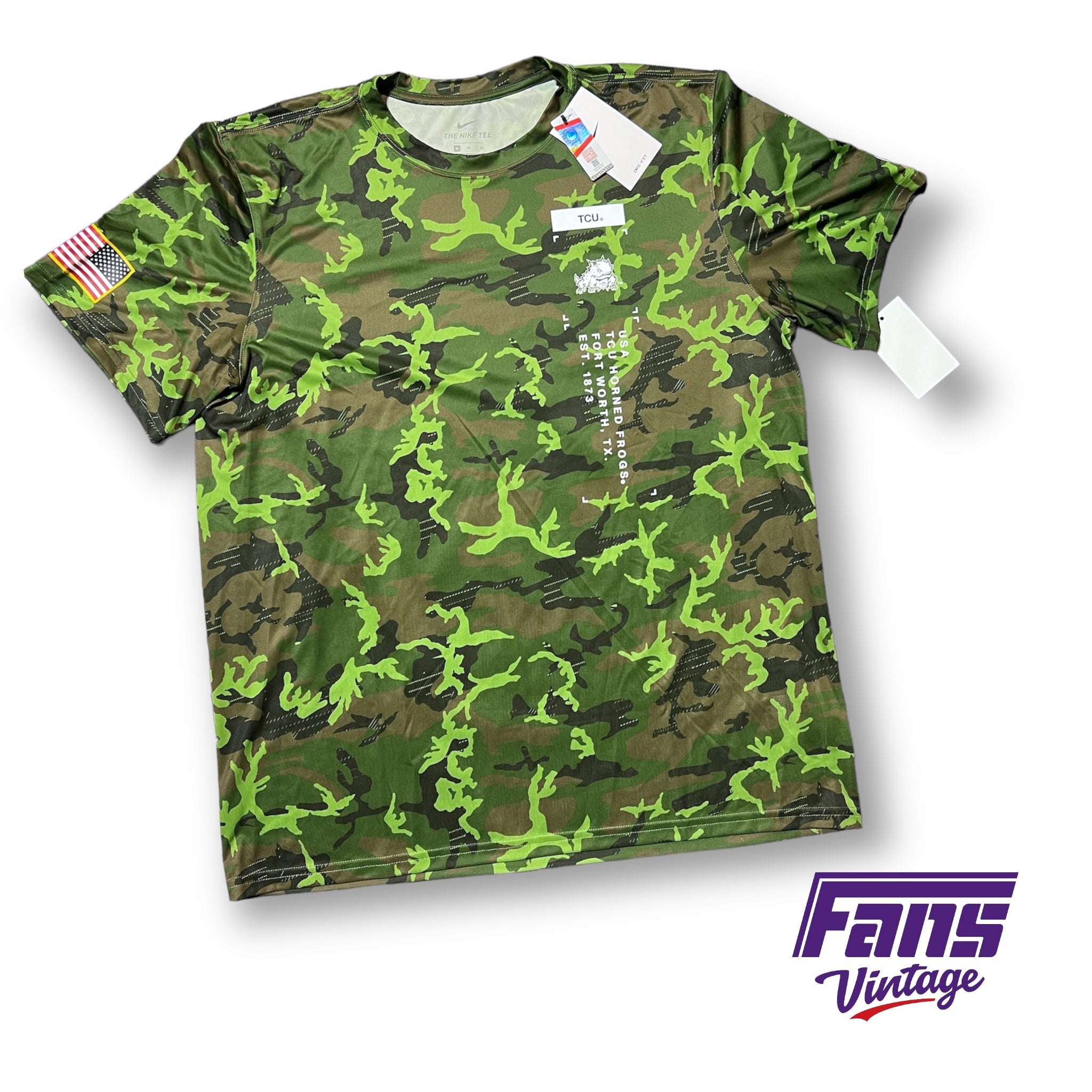 TCU Football Team Issue Veteran s Day Nike Drifit Camo Shirt Fans Vintage