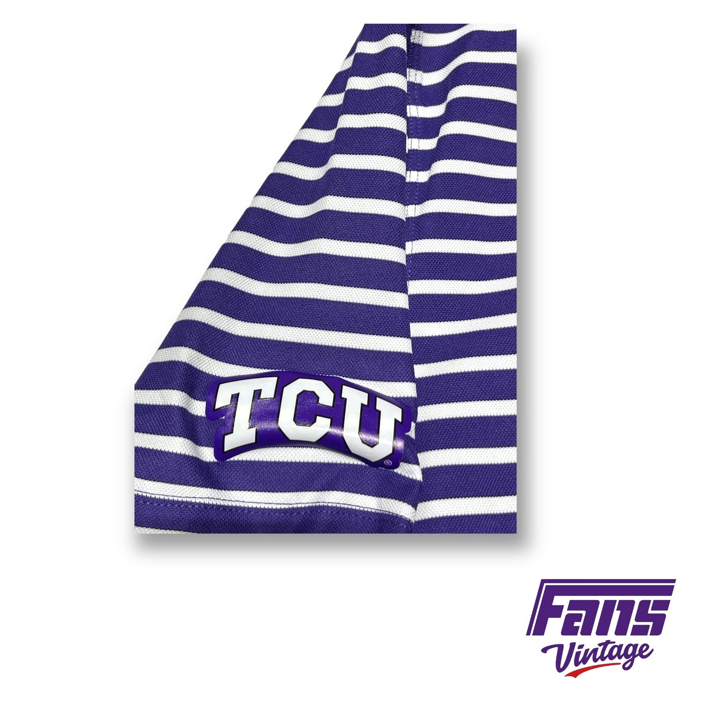 TCU Nike Team Issued "Move to Zero" Striped Polo - New with Tags!