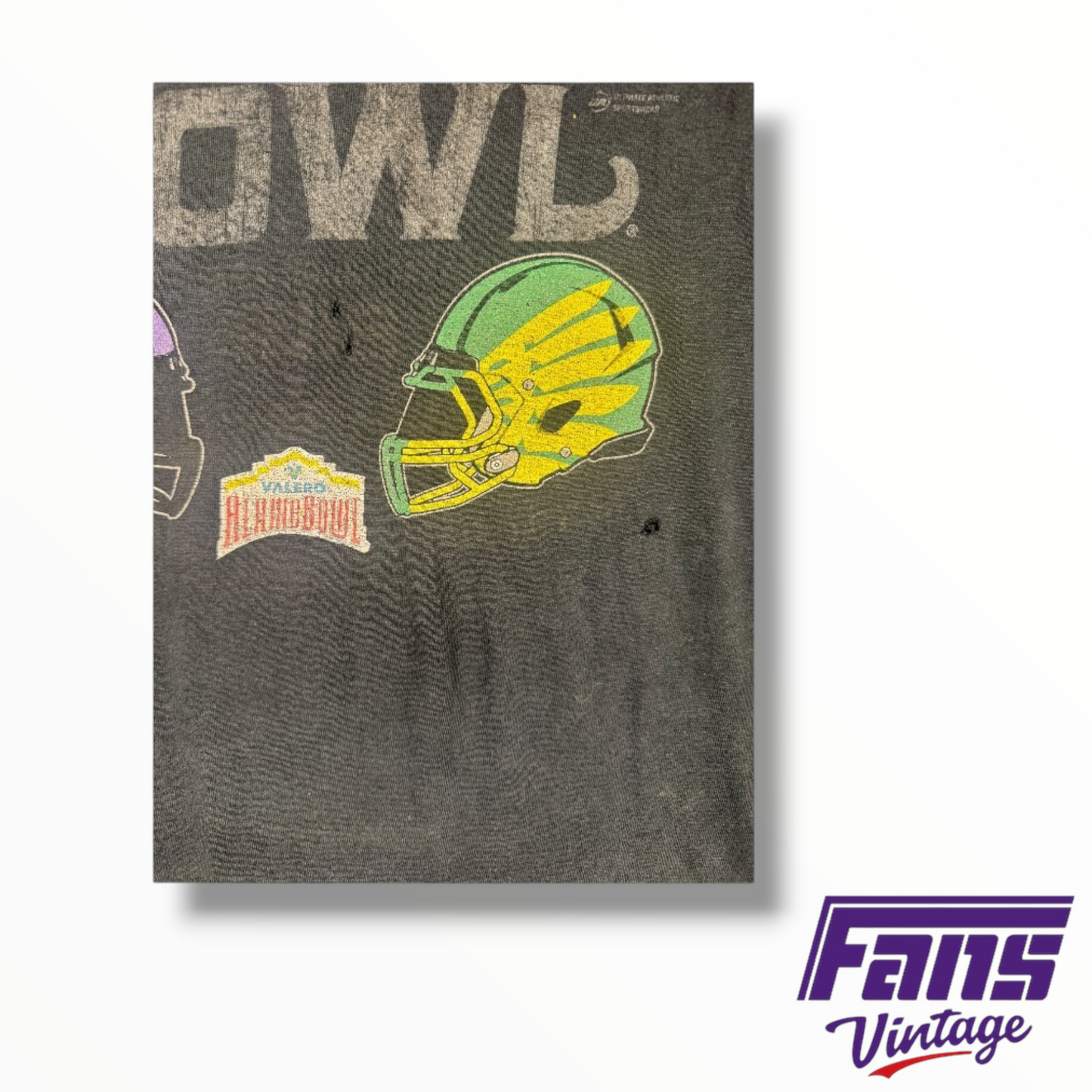 Sick Thrashed Vintage Look TCU Alamo Bowl vs Oregon Helmet Crash Tee
