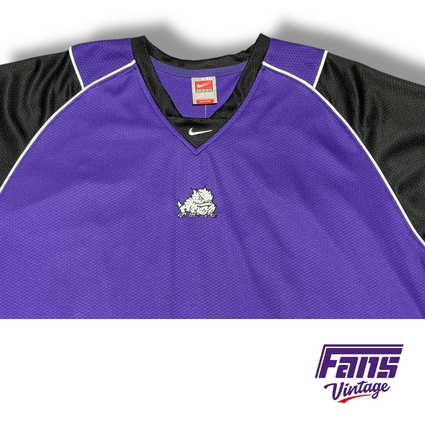 TCU Vintage Y2K Era Team Issued Custom Nike Warmup Jersey Shirt - Cool details!