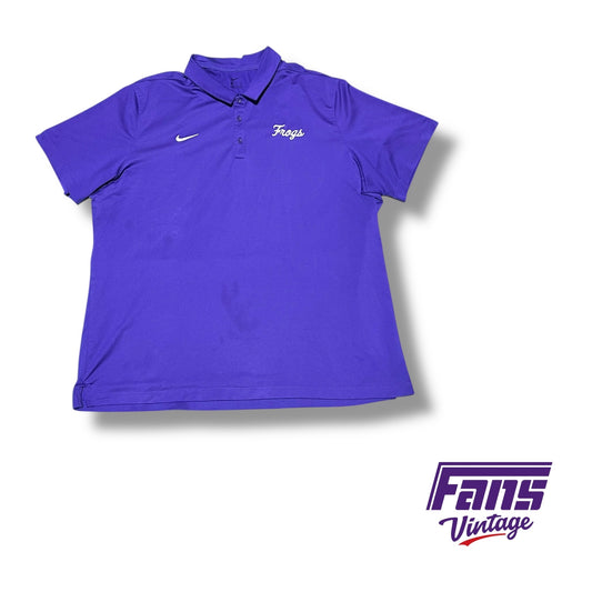 TCU Team Issued Nike polo with rare throwback “Frogs” script logo