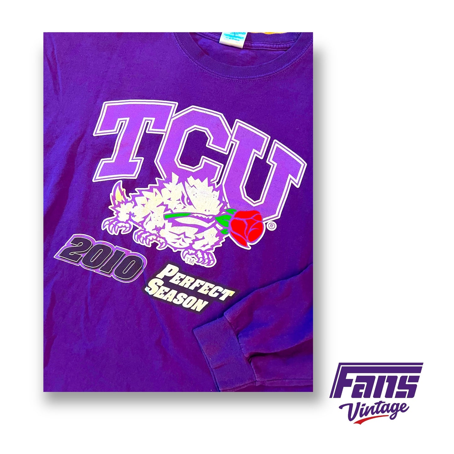 RARE - Double Sided Vintage TCU Rose Bowl UNDEFEATED Perfect Season long sleeve shirt