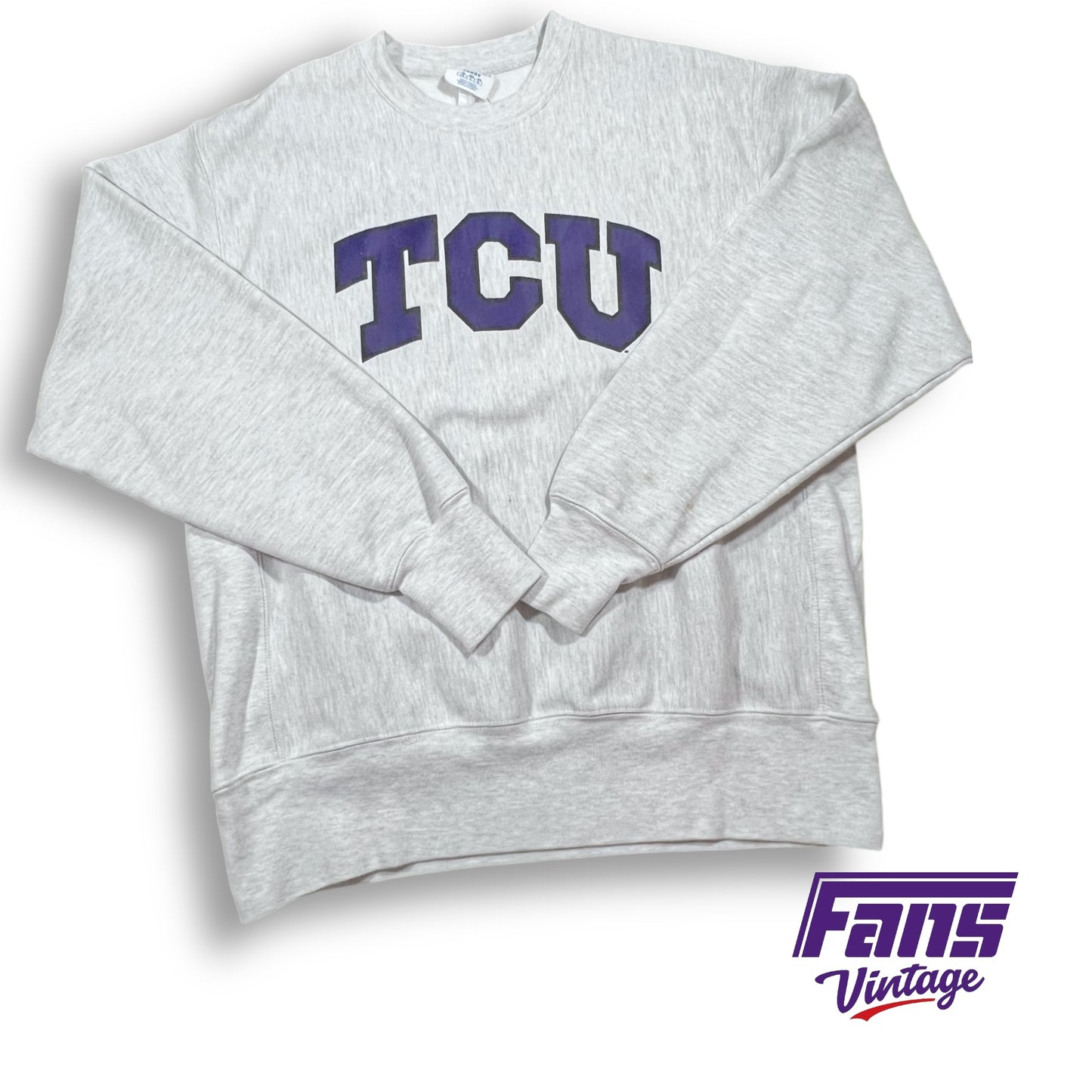 RARE Vintage TCU Reverse Weave Champion Sweatshirt - Heather Gray Crewneck Sweater