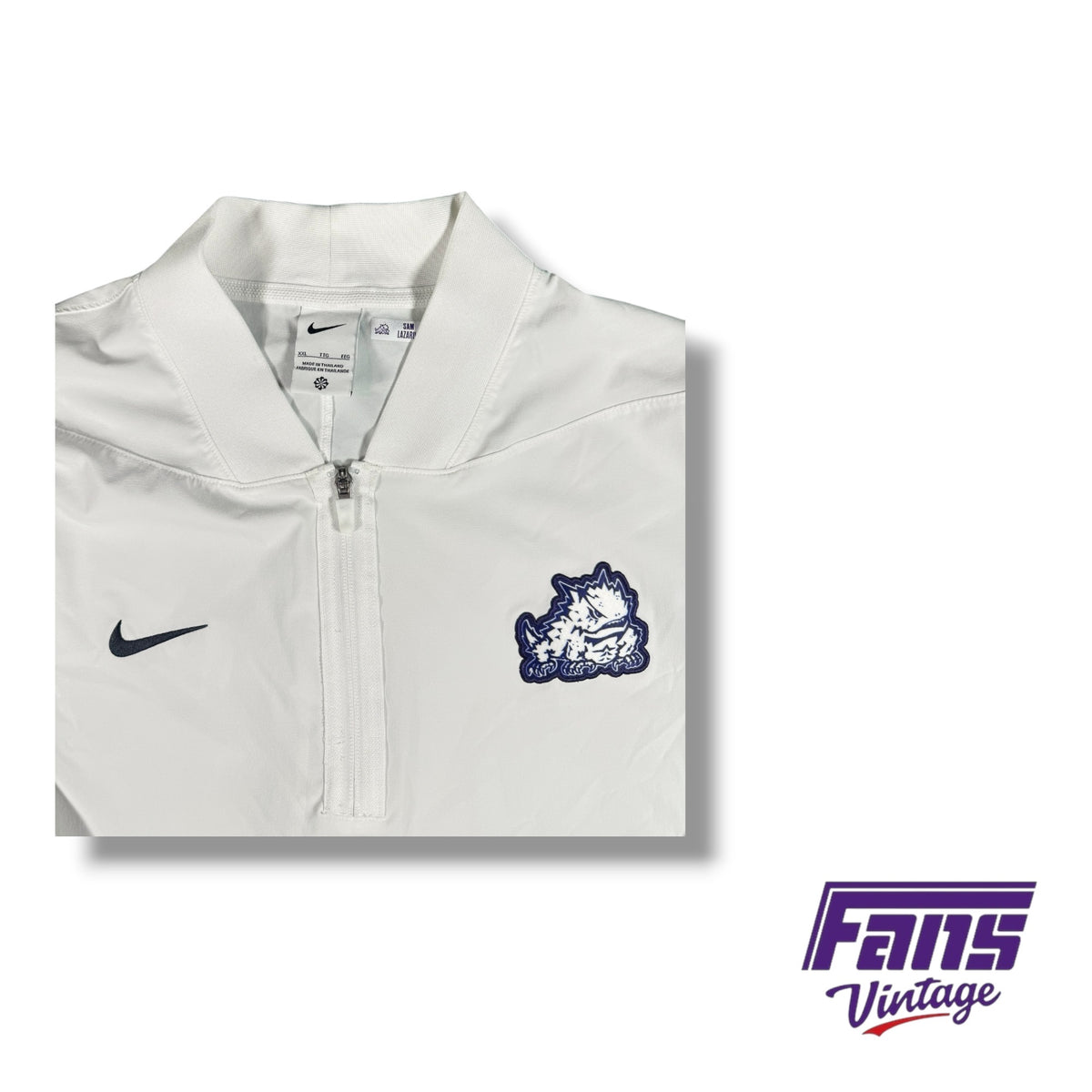TCU Football Team Issued Nike Whiteout Coach’s Sideline Quarter Zip Pullover