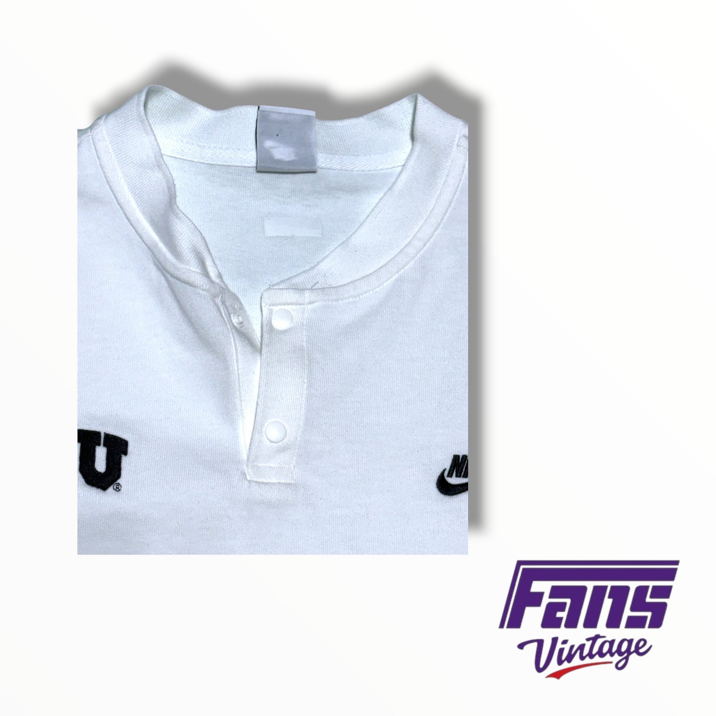 TCU Nike Team Issued Limited Release White Henley Premium Long Sleeve Shirt