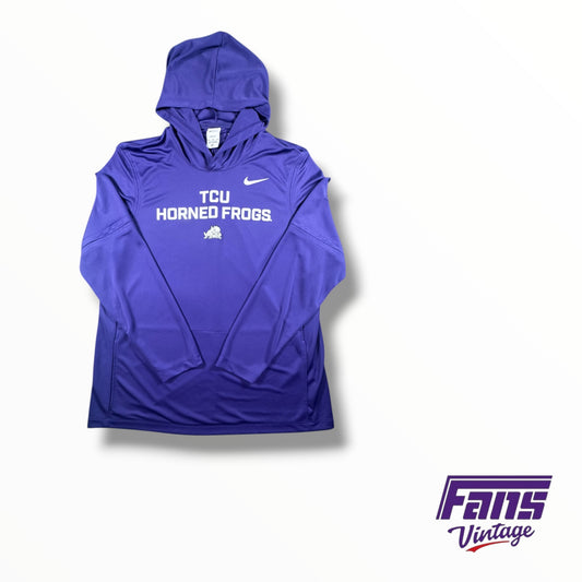 TCU Football Nike Team Issued Purpled Hooded Long Sleeve Shirt